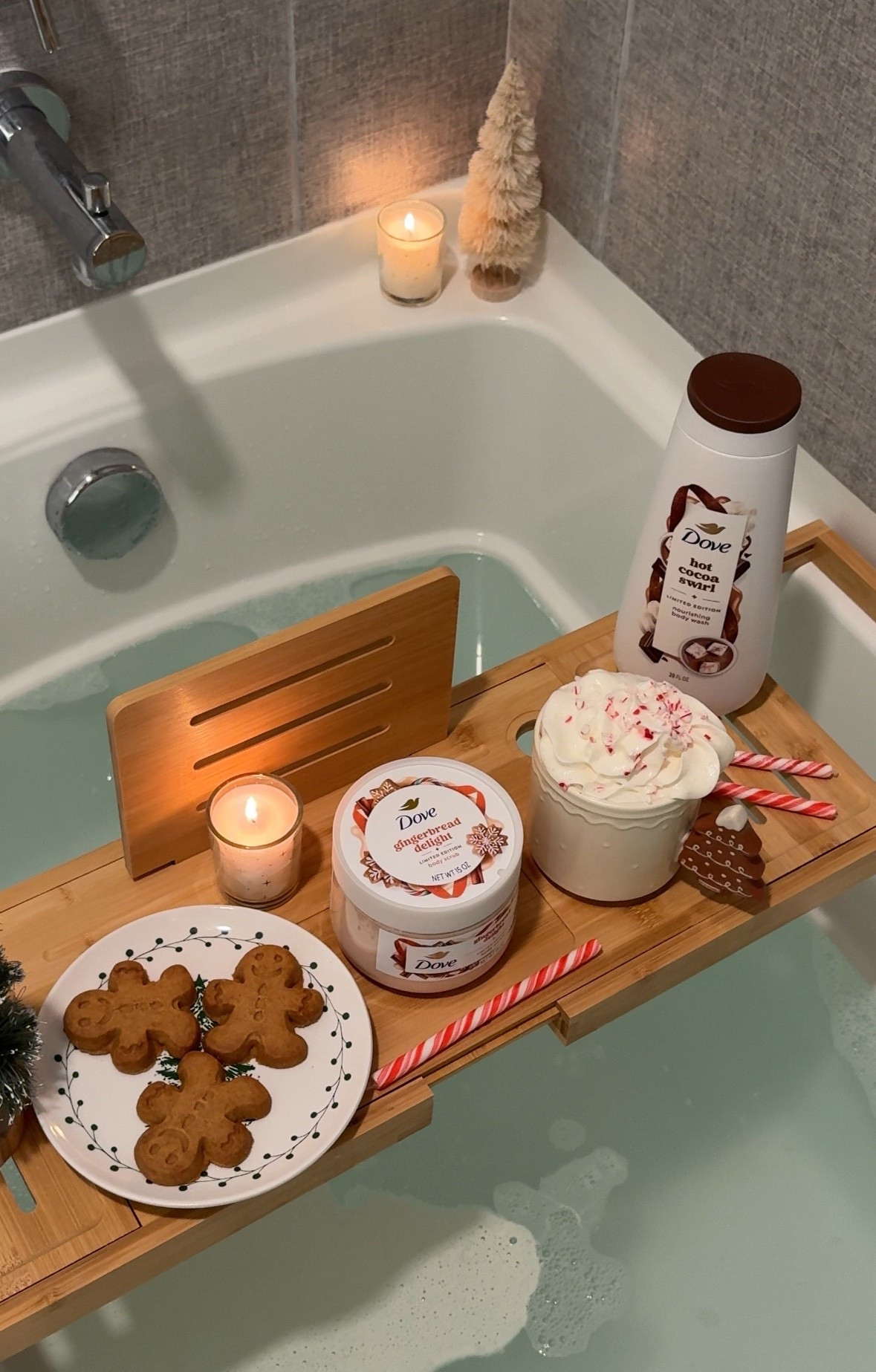 #DovePartner #ad Prepare for the holidays with the new @Dove Holiday Treats Collection.
Preparing for a relaxing holiday-scented bath night.
The mix of gingerbread cookies and hot cocoa turned my bath time into a cozy holiday retreat. 
Now at your local @Target. Grab these products before they’re all gone! // #Dove #DoveHolidayTreats #TargetPartner #Target

#LTKBeauty #LTKHoliday #LTKGiftGuide