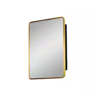 24 in. W x 4.9 in. D x 30 in. H Rectangular Gold Iron Framed Surface Mount Medicine Cabinet with Mirror | The Home Depot