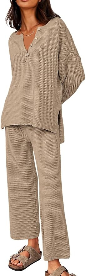 LILLUSORY Women's 2 Piece Trendy Outfits Oversized Slouchy Matching Sets Cozy Knit Sweatsuit Sets | Amazon (US)