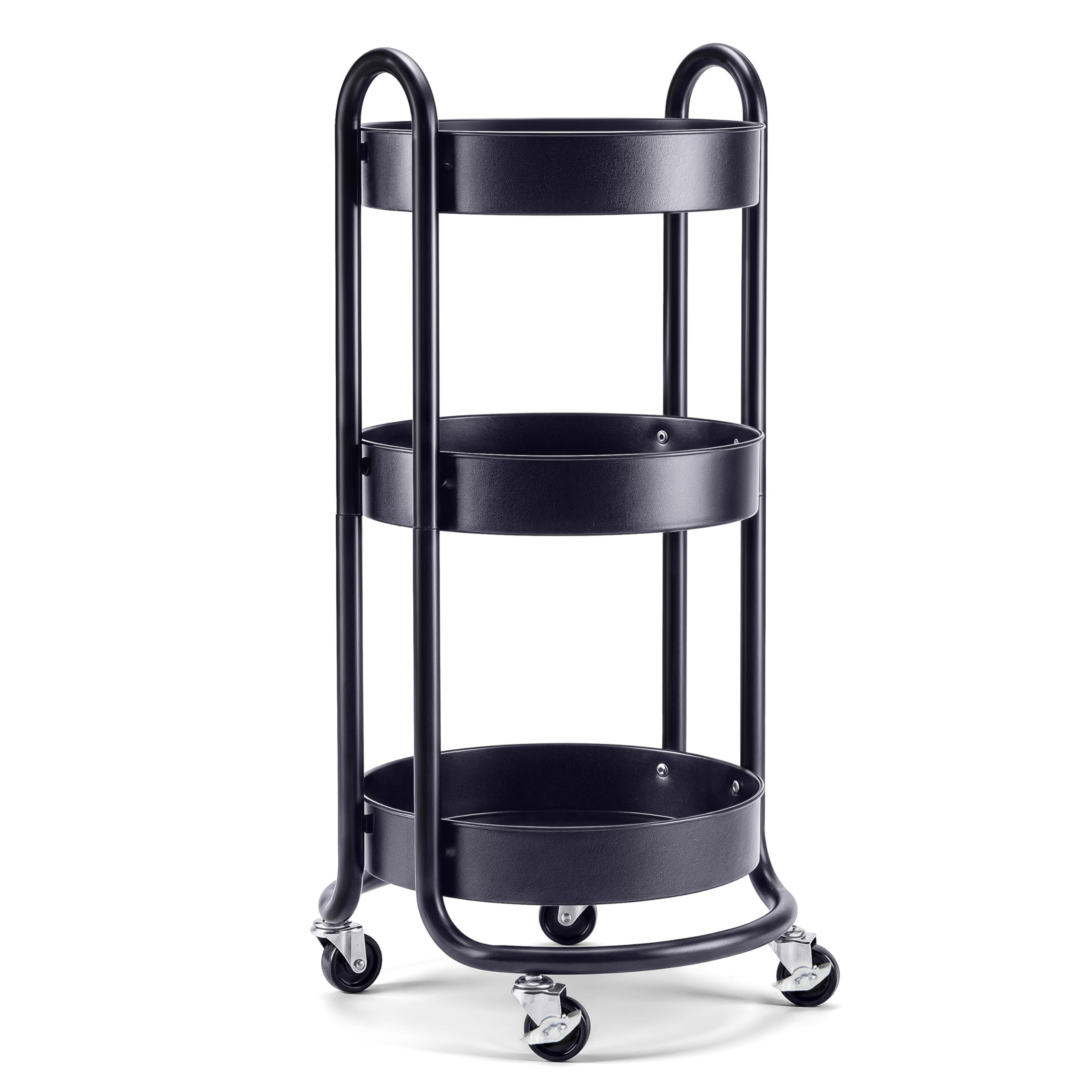 HOMESTEAD Round Rolling Cart, 3 Tier Metal Utility Cart with Lockable Wheels – 60 lb Heavy Duty... | Amazon (US)