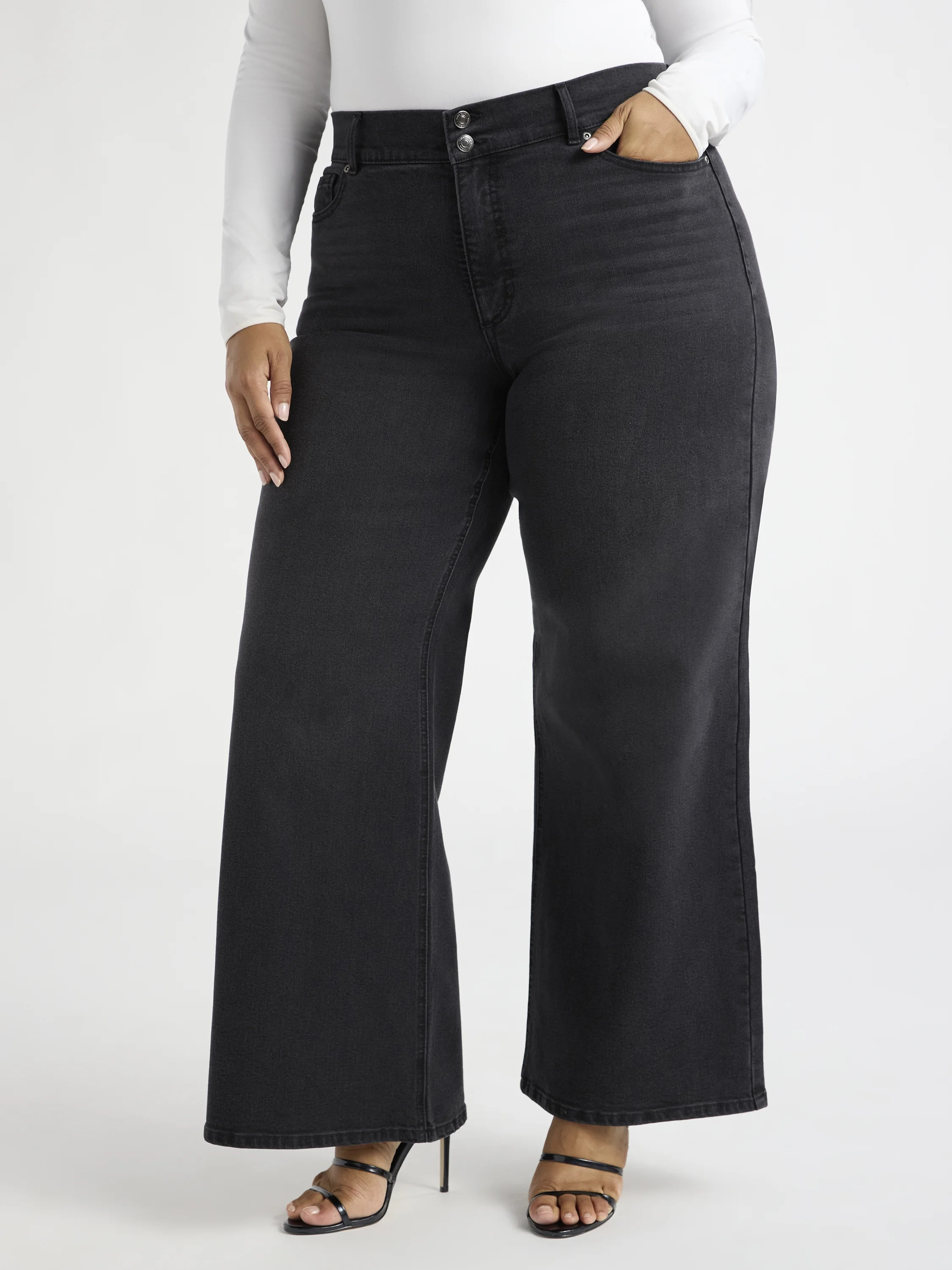 Sofia by Sofia Vergara Women's and Women's Plus Margot Wide Leg High Rise Jeans, 30.5" and 32.5" ... | Walmart (US)