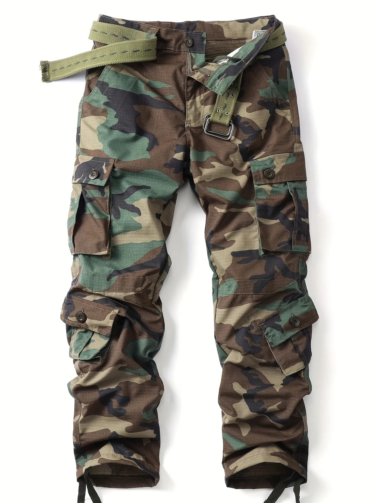 Cotton Blend Camo Multi Flap Pockets Men's Straight Leg Cargo Pants, Loose Casual Outdoor Pants, ... | Temu Affiliate Program
