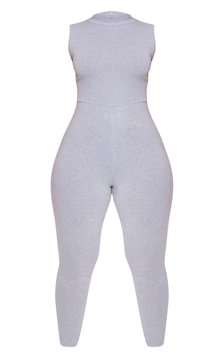 Shape Grey Marl Cotton Sleeveless High Neck Jumpsuit | PrettyLittleThing US