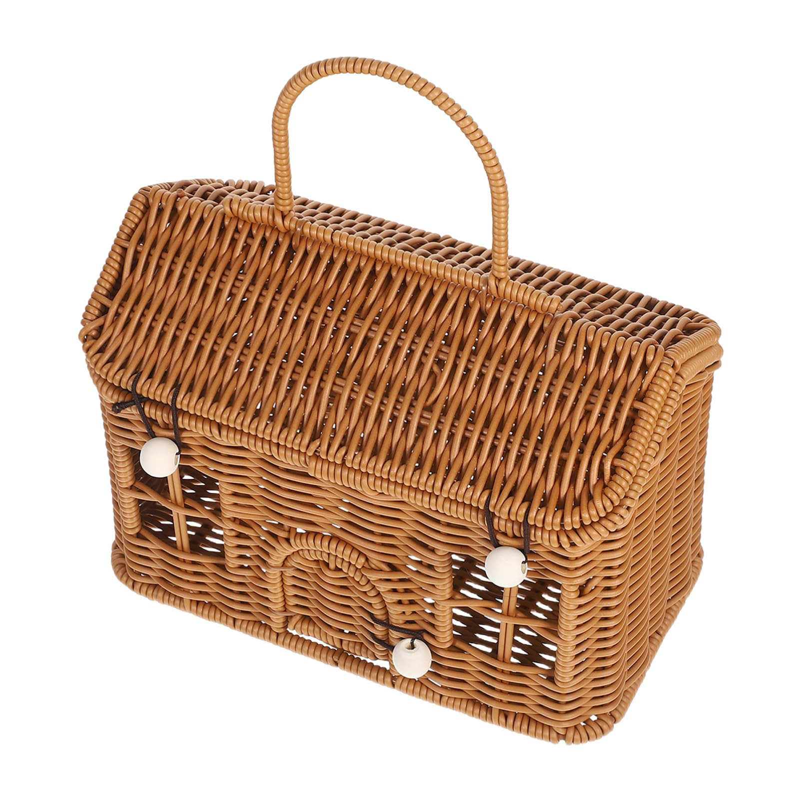 HANABASS Small Rattan Storage Basket Woven Sundries Basket with Lid House Shaped for Travel, Picn... | Amazon (US)