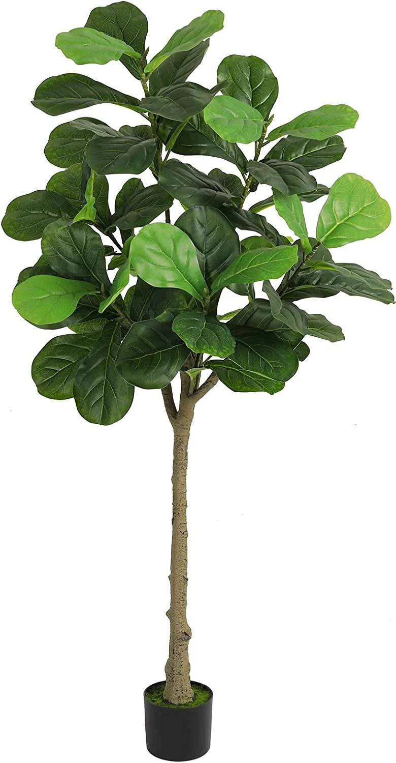 VIAGDO Artificial Fiddle Leaf Fig Tree 5ft Fake Ficus Lyrata Plant in Pot Faux Fiddle Tree Decor ... | Walmart (US)