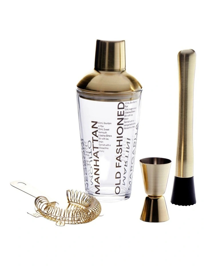 salt&pepperAtlas Cocktail Set 4pc in Gold | Myer
