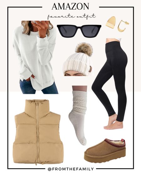 Amazon outfit perfect for winter and early spring. Bubble vest with neutral sweatshirt and cozy fleece lined leggings.  Also loving these clogs with thick, slouchy socks.
#ltkunder50 #ltkseasonal #ltkmostloved 