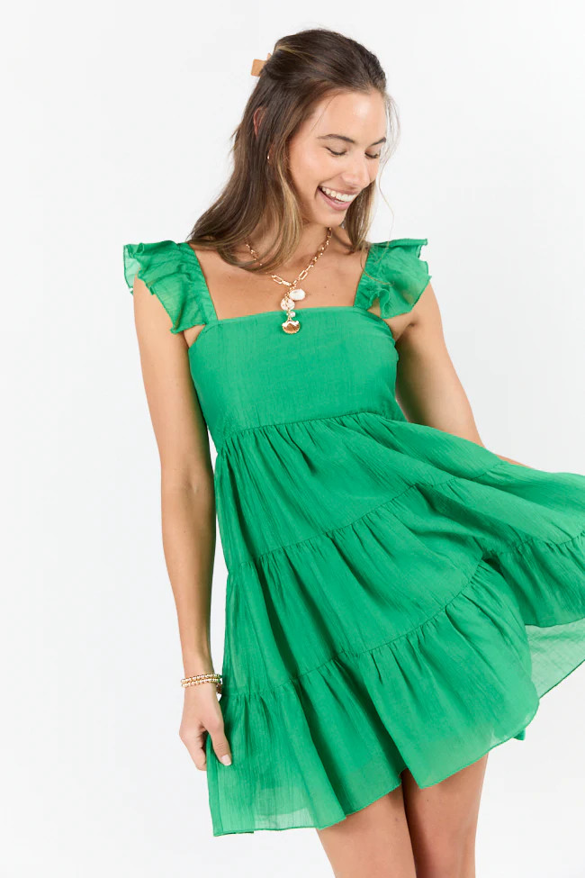 Sail Away Green Smocked Top Mini Dress | Pink Lily