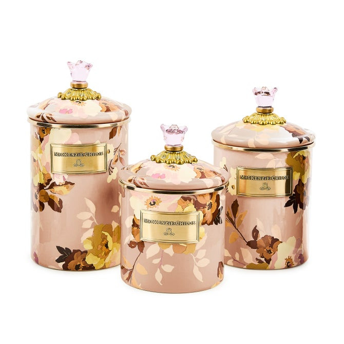 Wild Rose Mauve Canisters, Set of 3 | MacKenzie-Childs