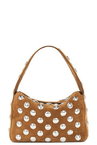 KHAITE Elena Suede Small Studded Bag in Mud & Silver - Tan. Size all. | FWRD 