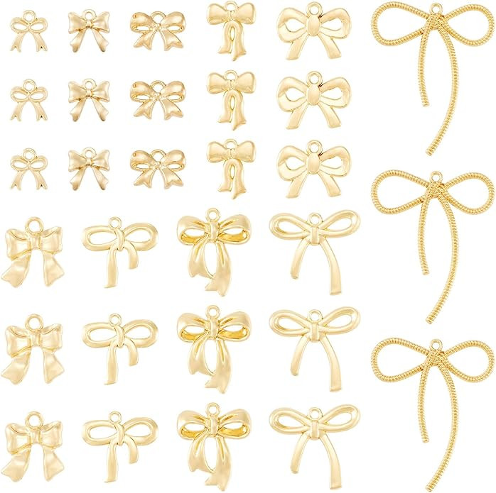 FASHEWELRY Alloy Bowknot Charms Links Golden Bow Tie Connector Charms Metal Bow Link Charms Bow E... | Amazon (US)