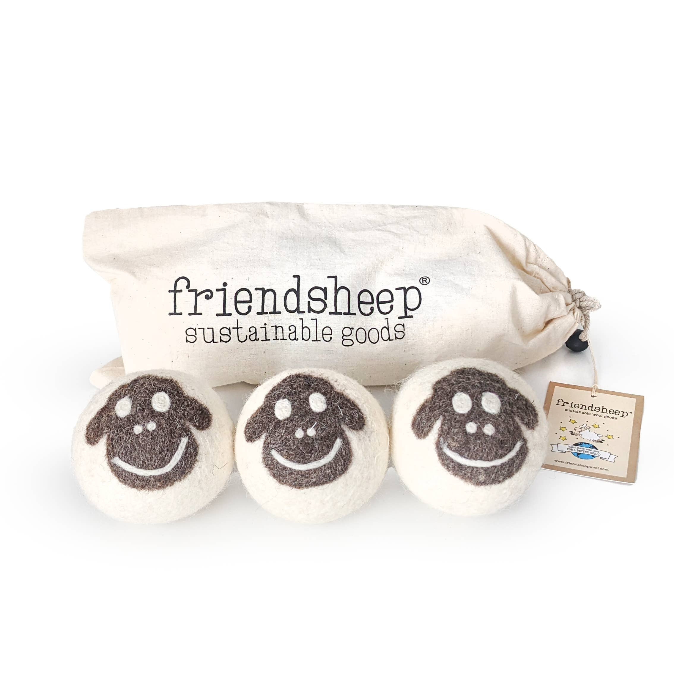 Sheep Eco Wool Dryer Balls - Set of 3 w/ Bag | Linen & Clove