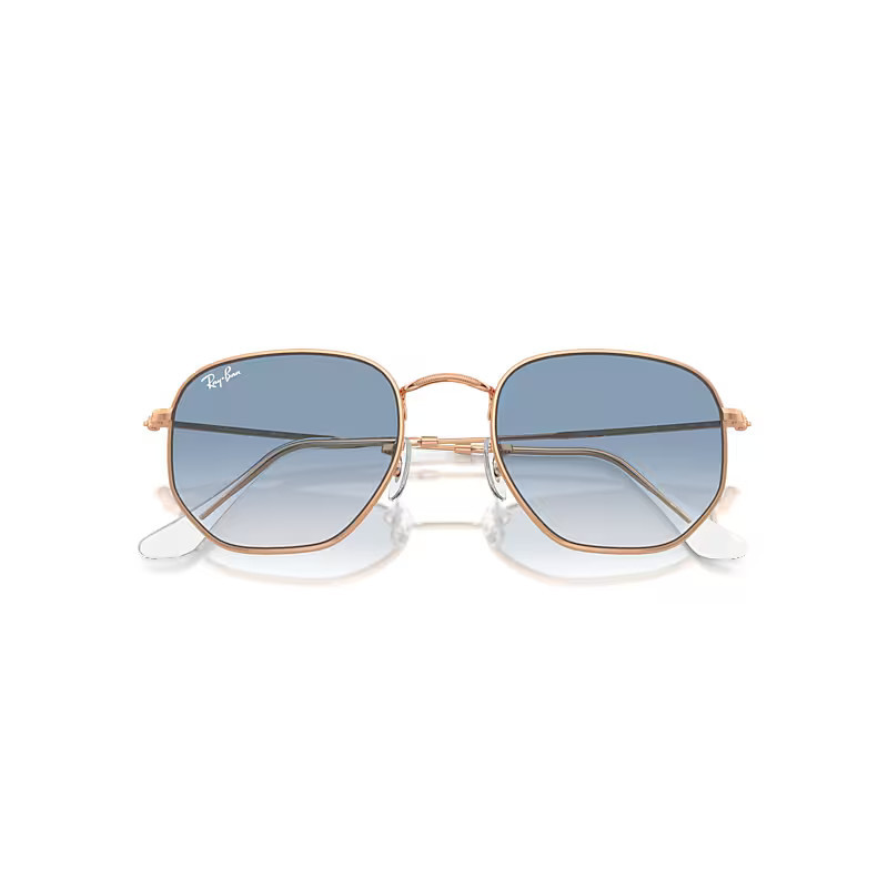 Ray-Ban Hexagonal Sunglasses Rose Gold Frame Blue Lenses 54-21 | Ray-Ban (US)