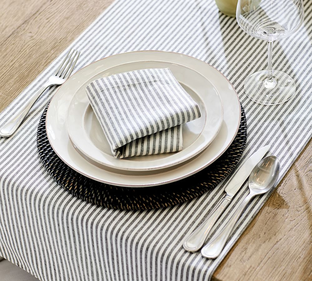 Wheaton Striped Linen/Cotton Table Runner | Pottery Barn (US)