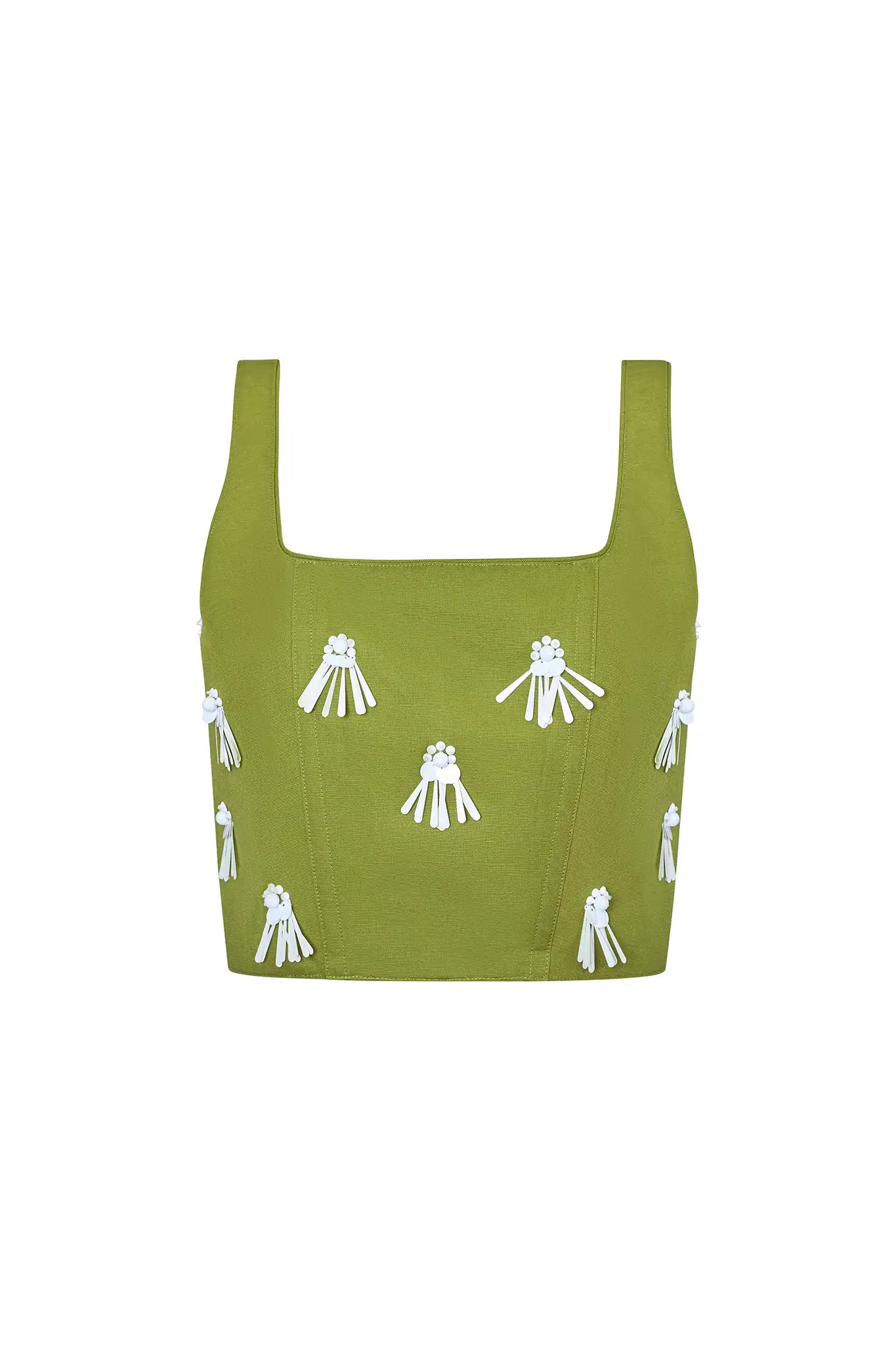 Carissa Bustier | Green Embellished Crop Top | Hunter Bell | Hunter Bell
