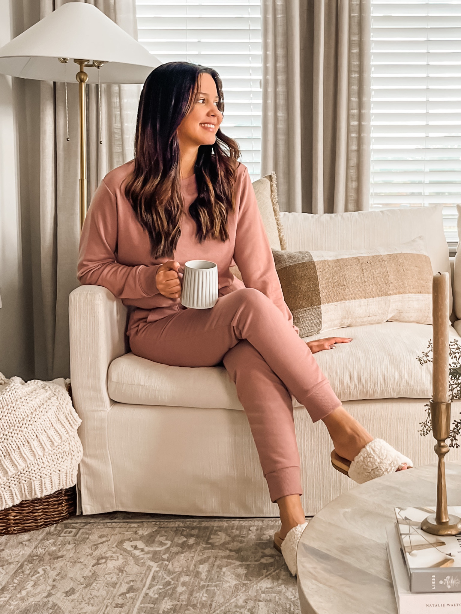 Cozy lounge set and slippers 🤍

#LTKSeasonal #LTKunder50 #LTKfit