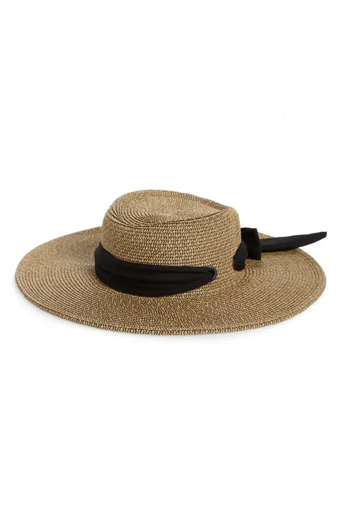 San Diego Hat Straw Gondolier Hat with Scarf Bow in Natural/Black at Nordstrom | Nordstrom