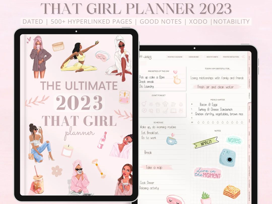 2023 Digital Planner, That girl 2023 Planner, Dated Digital Planner, Daily Weekly Monthly Planner... | Etsy (US)