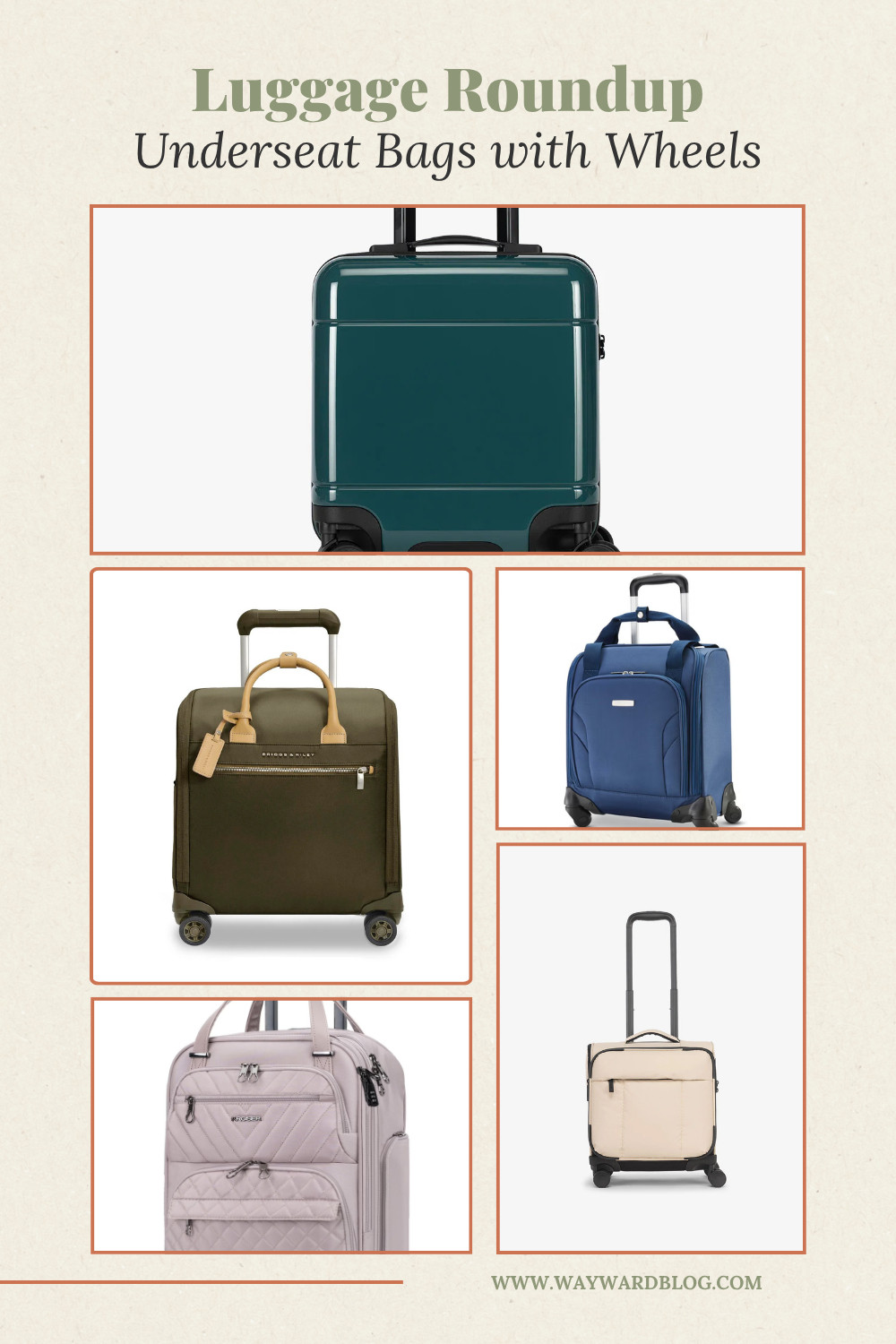 Luggage Roundup: Underseat Bags with Wheels

Can't carry a tote or duffel as your personal item? These wheeled bags all fit under the seat on most major airlines! 

 #LTKHome #LTKPetite #LTKTravel