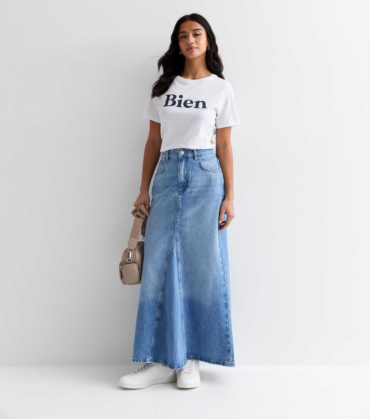 Petite Pale Blue Denim Flared Maxi Skirt | New Look | New Look (UK)