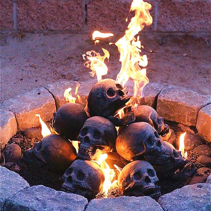 Ceramic Human Skull Fire Log Fireproof Skull logs for fire Pit ,Fireplace, Gas, Halloween Horror Sku | Amazon (US)