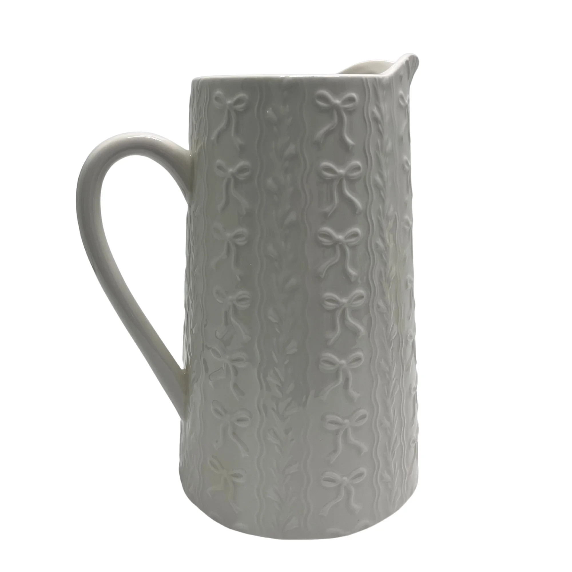 Embossed Stoneware 3-Quart Pitcher, White, by My Texas House | Walmart (US)