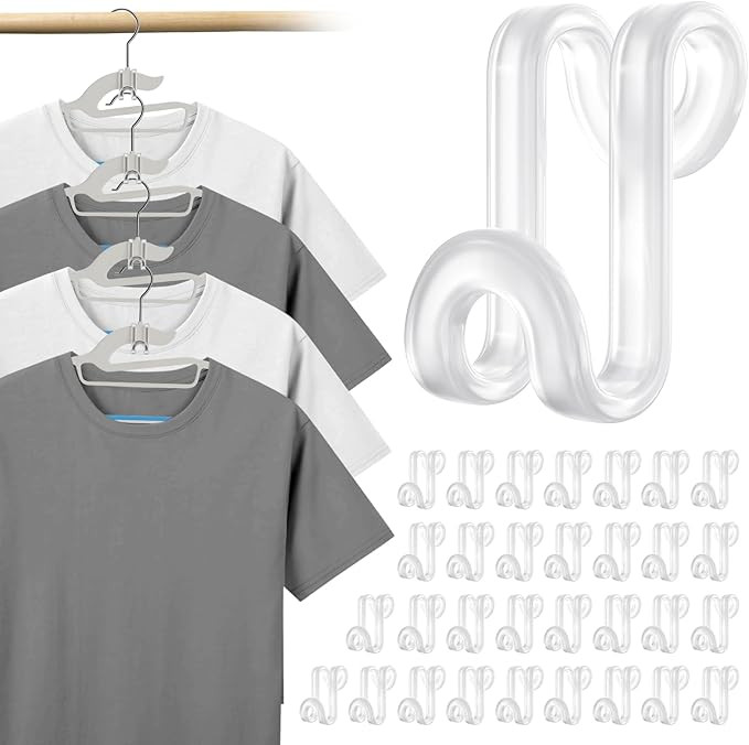 Tinfol Clear Hanger Connector Hooks, 100pc Space Saving Hooks for Closet Organizers,Heavy Duty Cl... | Amazon (US)