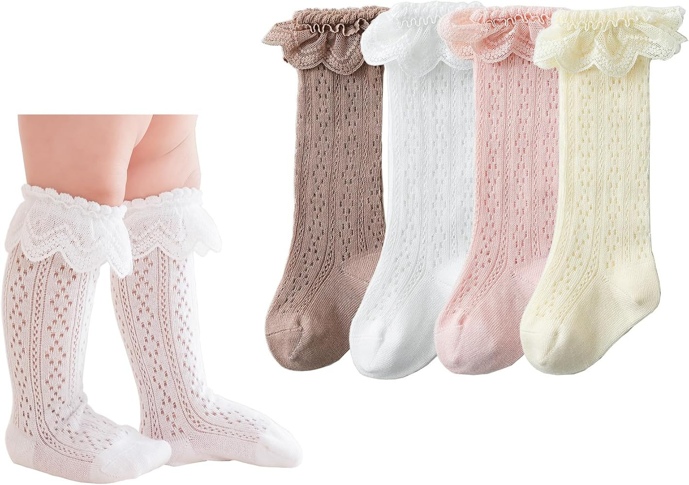 CHUNG Toddler Baby Girls Knee Hight Stocking Cotton Socks 0-7Years Solid Color Bowknot Thin Sprin... | Amazon (US)
