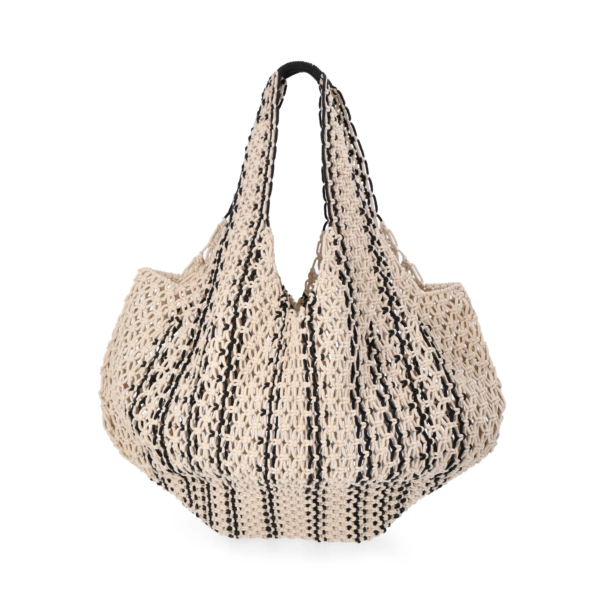 No Boundaries Women's Festival Crochet Striped Hobo Bag, Black Stripe | Walmart (US)