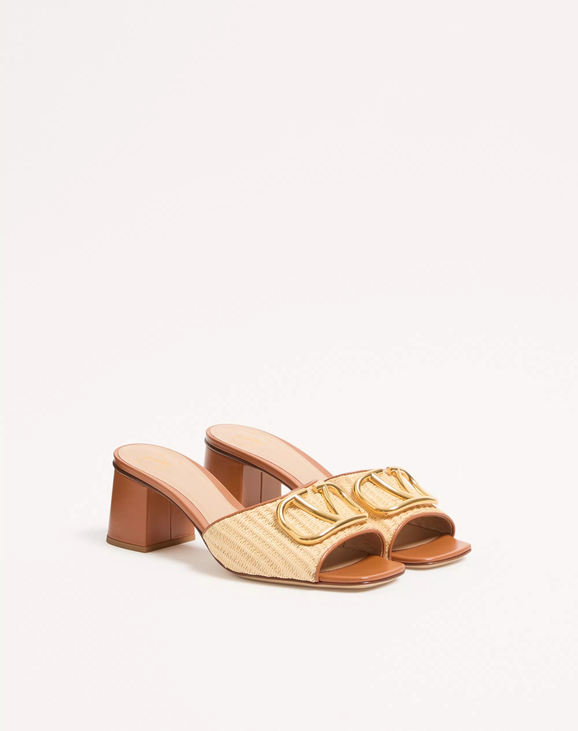 VLogo Signature Slide Sandal In Raffia 60Mm | Valentino