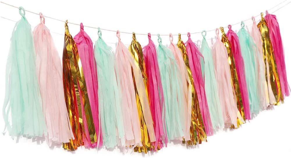 Amazon.com: 20pcs Tassel Garland，Tassel Banner Tissue Paper DIY Decorations for Wedding Baby Sh... | Amazon (US)