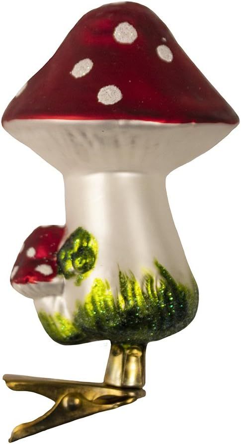 Kurt Adler 2-Piece Glass Clip-On Mushroom Ornament Set, 4-Inch,Christmas | Amazon (US)
