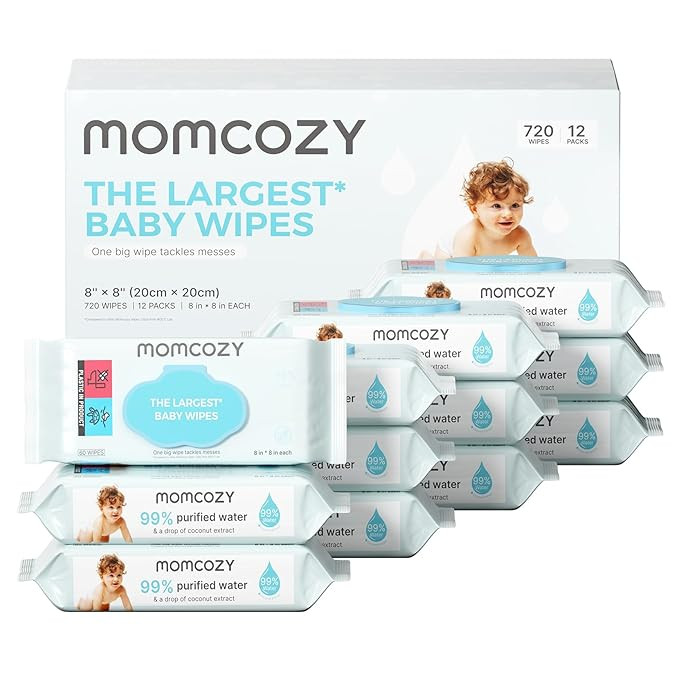 Momcozy Baby Wipes-Extra Large Size Design, 99% Water Based, Unscented & Hypoallergenic, Cleansin... | Amazon (US)