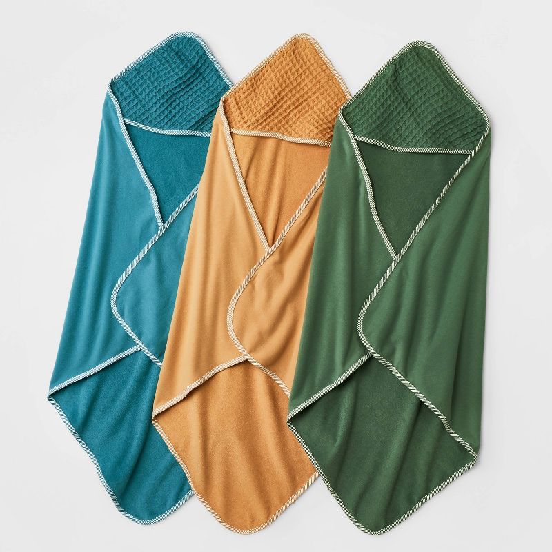 Baby Boys' 3pk Waffle Hooded Bath Towel - Cloud Island™ Olive Green | Target