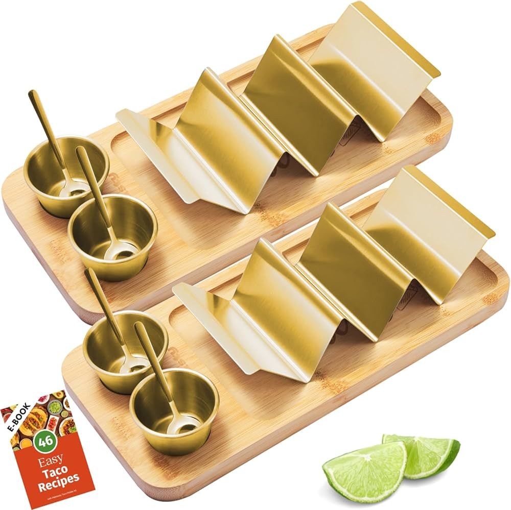 HolaTasty Taco Holder Kit - 2 Pack (Value Pack), 3-in-1 Taco Set of 2-6 slots for Tacos, Fancy Ta... | Amazon (US)