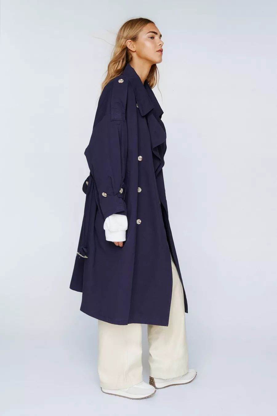 Belted Oversized Double Breasted Trench Coat | Nasty Gal (US)