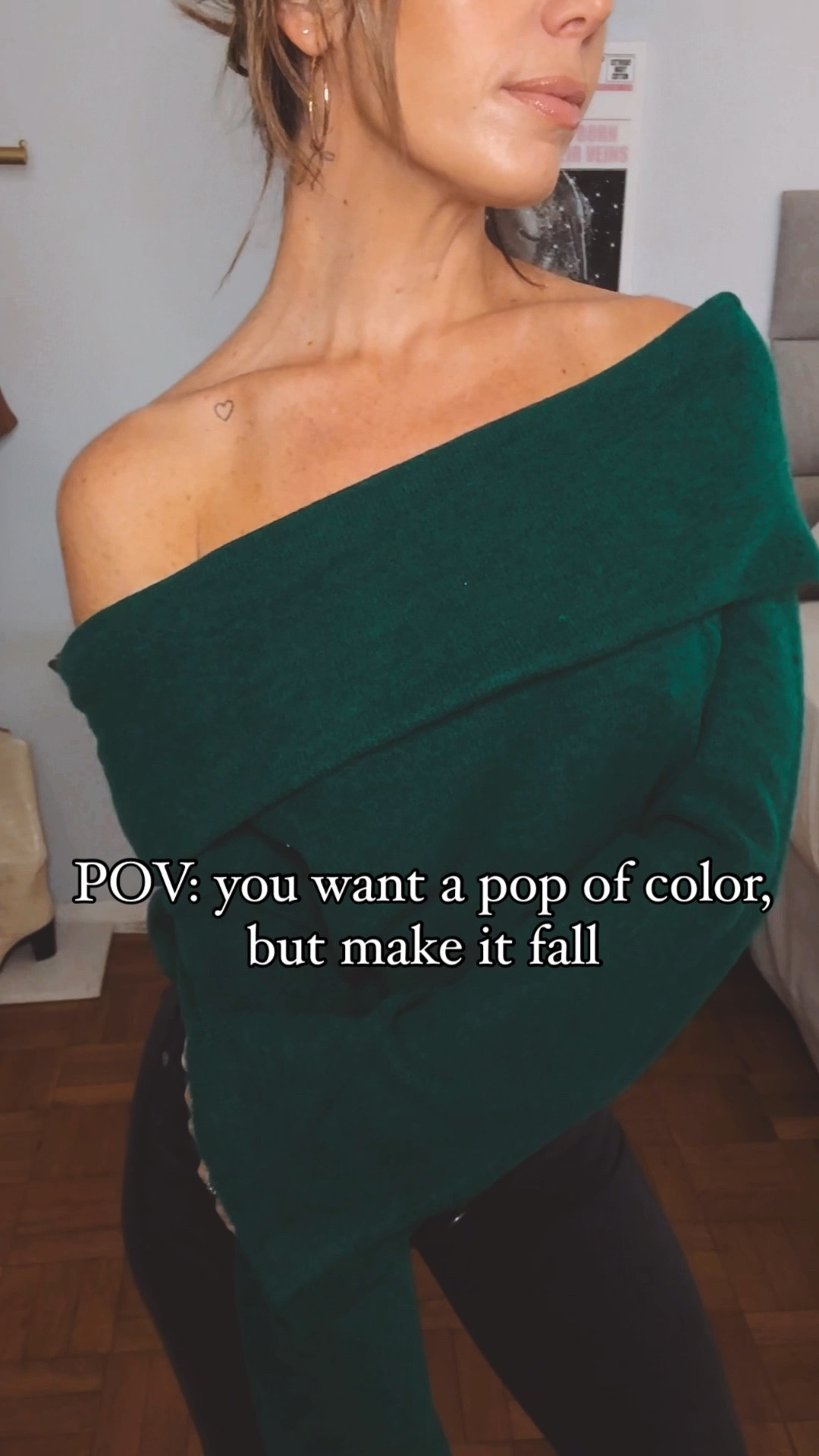 I’m usually a neutral girl, but I am loving these green pops of color - an emerald off the shoulder sweater and Kelly green puffer from @vicidolls. I dressed up the sweater with a suede boot, tucked in with a belt and high waisted crop flares. The puffer is faux leather and perfect to layer and break away from basic black. Use the code OCT25 to get 25% off sitewide on vicicollection.com. My jeans and sweater are under $65 and puffer is under $80. 


#LTKOver40 #LTKFindsUnder100 #LTKVideo