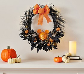 Disney Mickey Mouse Lit Pumpkin Wreath | Pottery Barn Kids