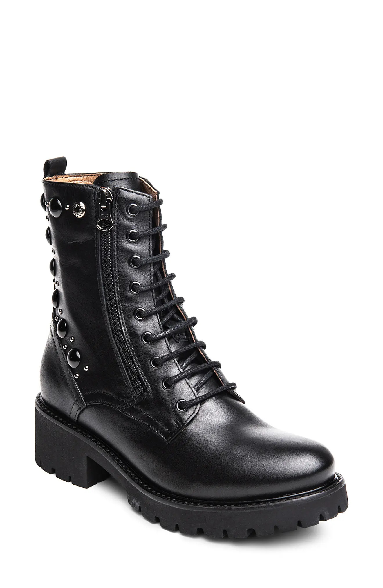 NeroGiardini Studded Combat Boot in Black at Nordstrom, Size 6Us | Nordstrom