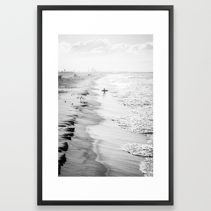 Morning Surfer Manhattan Beach Framed Art Print | Society6