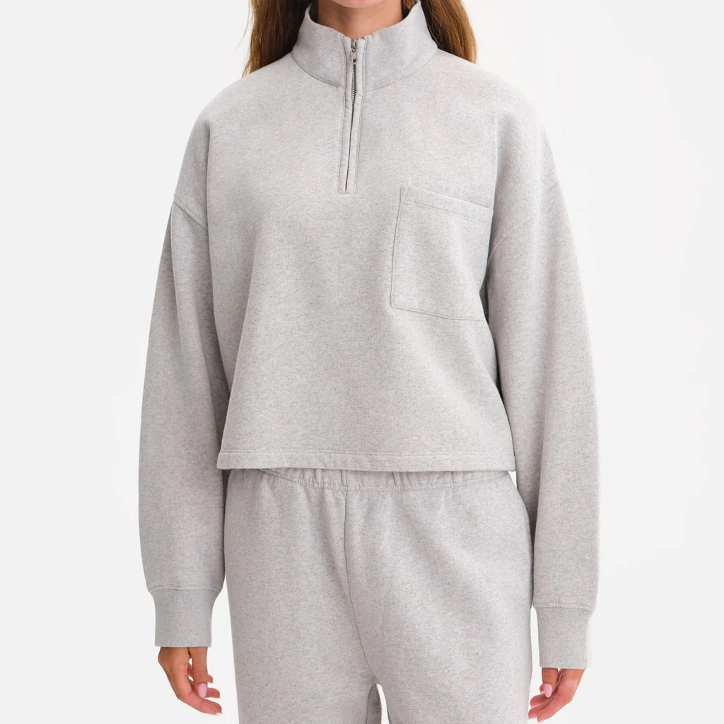 Organic Fleece Cropped Half-Zip Sweatshirt | MATE The Label