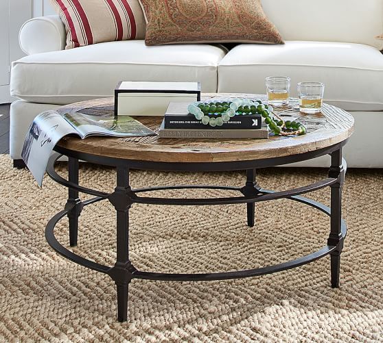 Parquet Reclaimed Wood Round Coffee Table | Pottery Barn (US)
