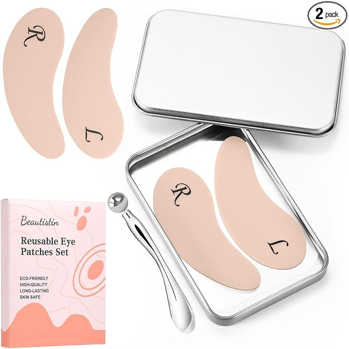 2 Pairs Reusable Under Eye Wrinkle Patches Silicone Mask, Plump Fine Lines & Wrinkles, with Metal... | Amazon (US)