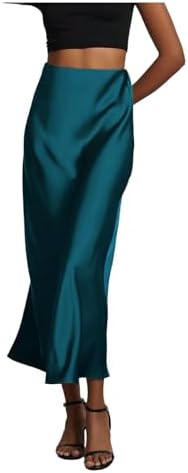 SHENHE Women's Satin Maxi Skirts High Waisted A Line Long Skirts Elegant Office Skirts | Amazon (US)