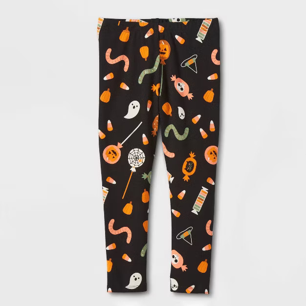 Toddler Girls' Halloween Print Leggings - Cat & Jack™ Black | Target