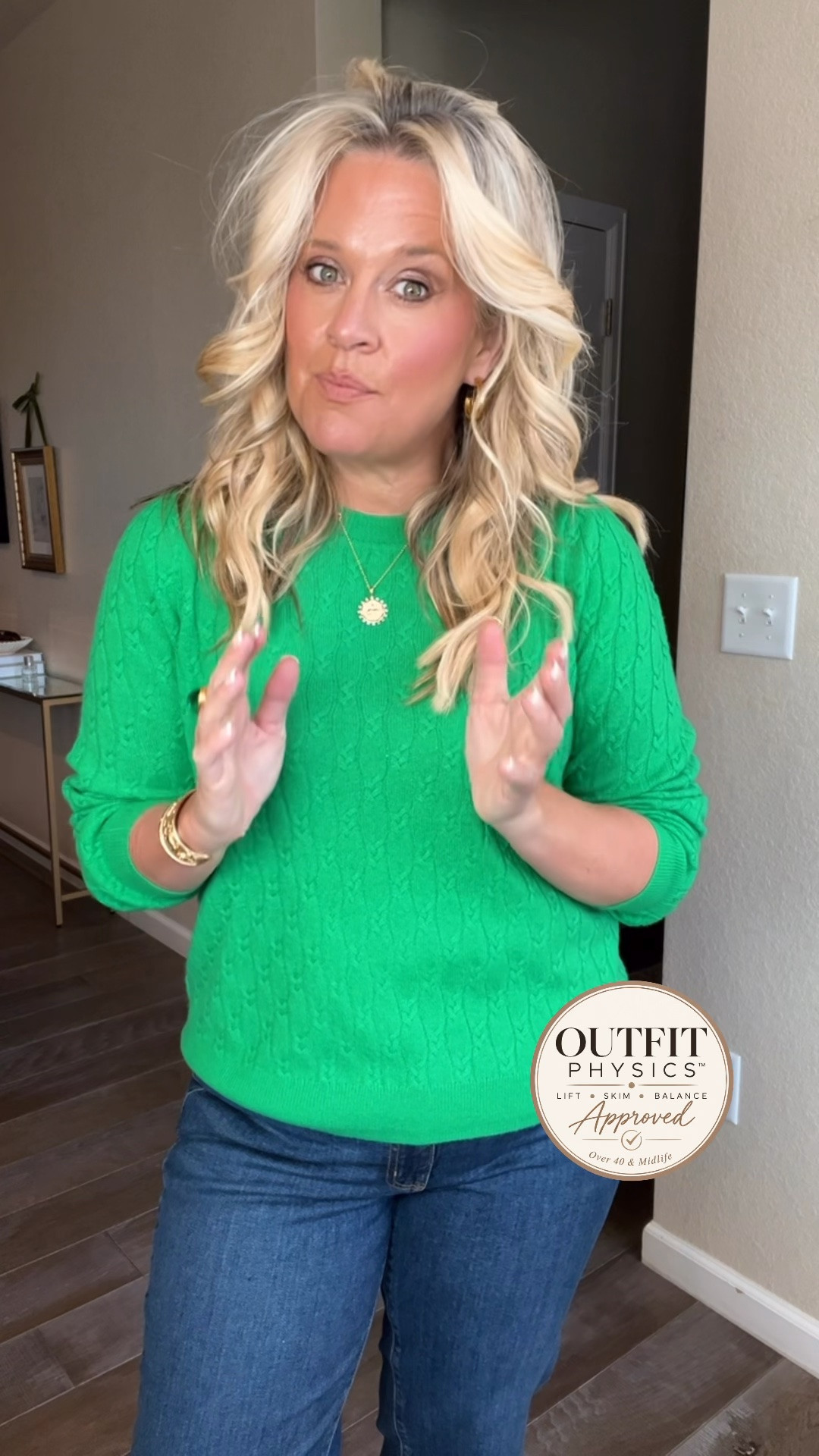 ✨Tap the bell, save and ❤️ start here over 40 fashion, midlife style, midsize fashion and luxury looks for less.  

An easy Walmart outfit that looks way more expensive than it is. ✨


⬇️Sizing information:
Large sweater (size down if in between sizes.)
Jeans 12 (size down if in between sizes.) 
Shoes tts 

This 100% cashmere cable-knit sweater gives us softness without the heavy bulk, the Walmart jeans keep the silhouette clean and balanced, and the loafers add that polished finishing touch that makes the whole look feel intentional.

That’s Outfit Physics™:

✨ Lift with detail up top
✨ Skim through the middle
✨ Balance with a clean jean + structured shoe

Simple, polished, comfortable, and all from Walmart. 🤍

👑 Helping you look good, feel good.-Lindsey Denver   

Check back daily for belly-friendly style, confidence, and Outfit Physics™.

#LTKOver40 #LTKMidsize #LTKPlusSize