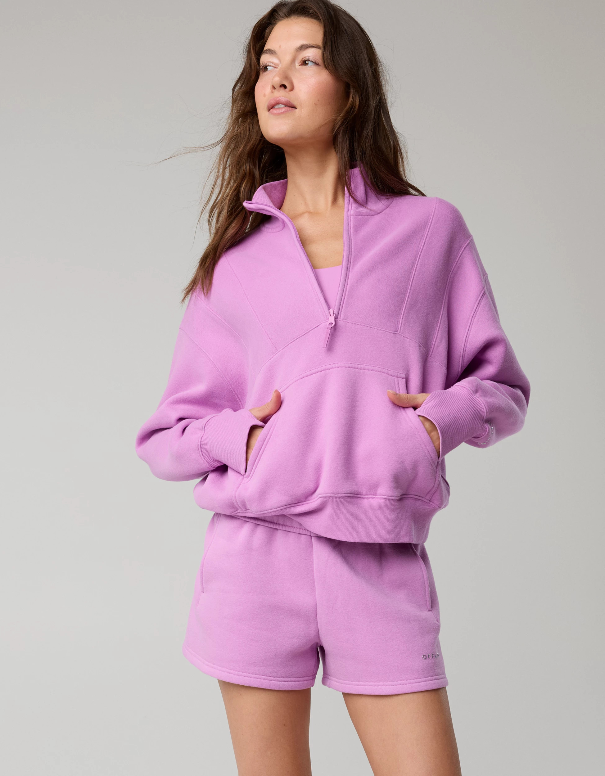 OFFLINE By Aerie Cloud Fleece Seamed Quarter Zip Sweatshirt | Aerie