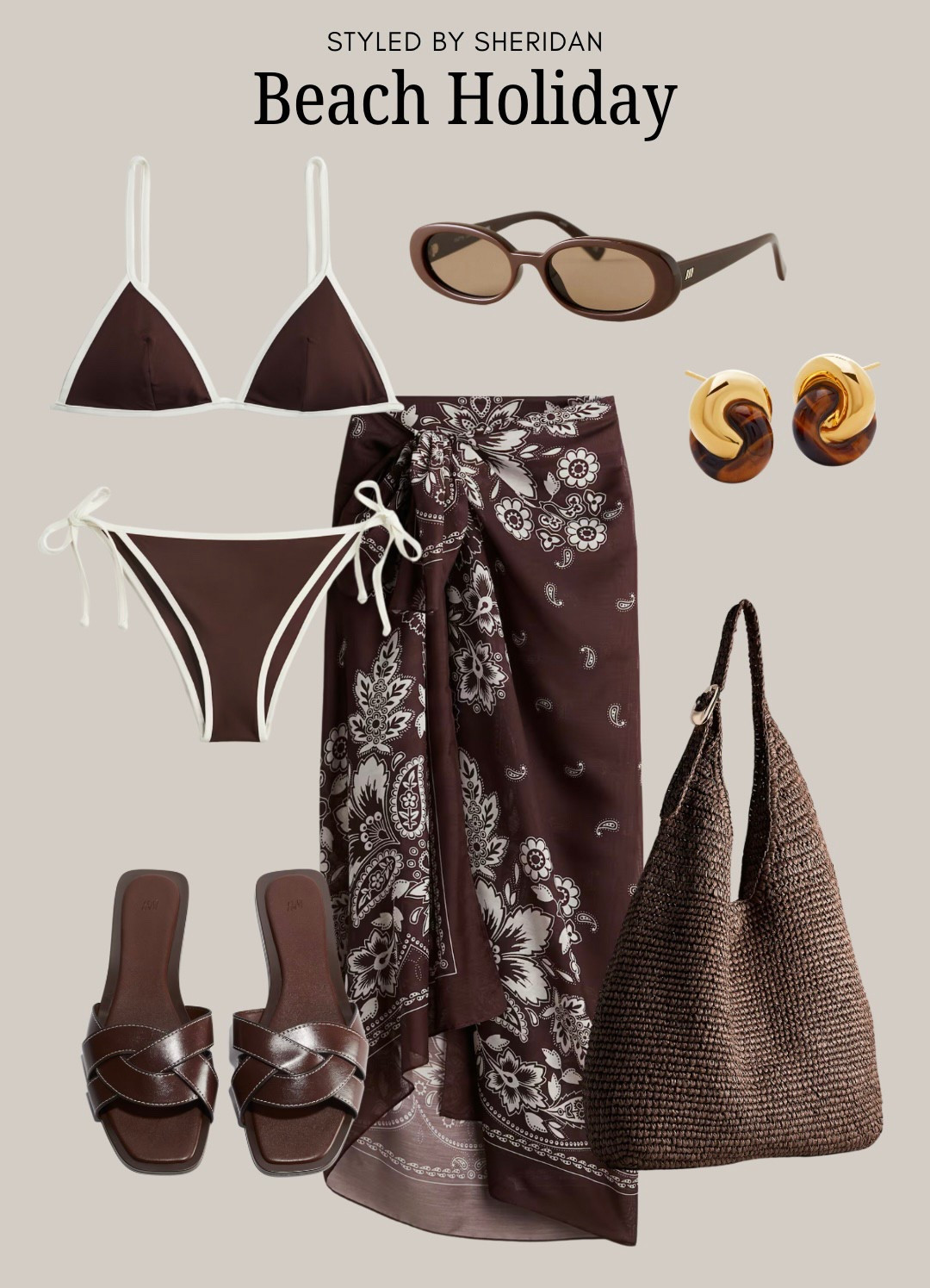 Swimwear look for a beach holiday 🏝️ 

Chocolate brown, sandals, beach outfit, bikini, beach bag 

#LTKswimwear #LTKstyletip #LTKsummer
