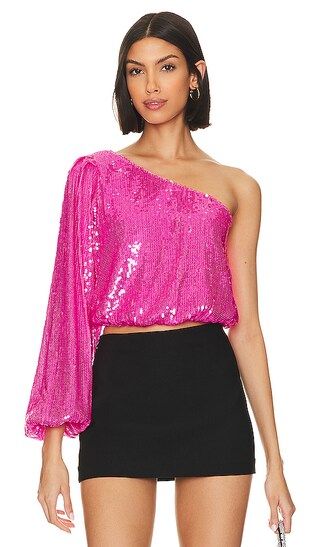 Party Top in Bright Pink Sequins | Revolve Clothing (Global)