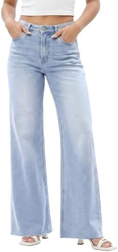 ONESO Wide Leg Jeans for Women High Waisted Stretchy Baggy Denim Pants | BBL Jeans Women Trendy, ... | Amazon (US)